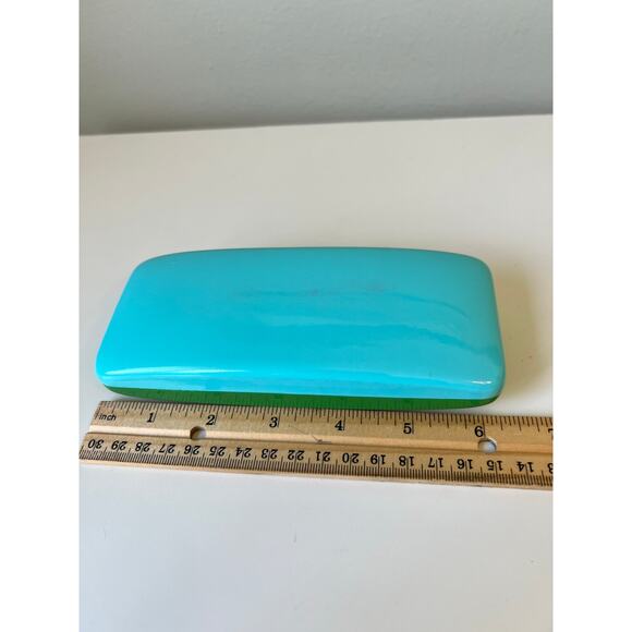 Kate Spade Eyeglasses Case Turquoise Green Hard Clam Shell with Cleaning Cloth - Picture 5 of 8
